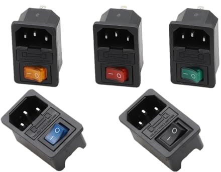 1PC Rocker Switch Fused IEC 320 C14 Inlet Power socket with lamp Fuse Switch Connector Plug Connector with fuse NWPNLXEA(Blue)