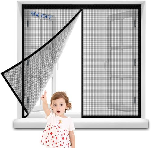 Stabiles Fliegengitter Katzensicher 100x105cm als Katzenfensterschutz Katzennetz oder Katzensicherung Katzenschutz für Fenster Tür Pet Screen Petscreen Katzendraht Schwarz