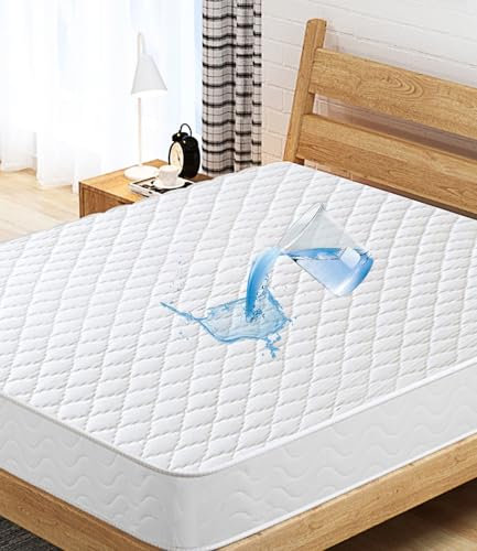 Wasserdichter Matratzenschoner 140 x 200 cm, Atmungsaktive Matratzenauflage, Nässeschutz Inkontinenzauflage waschbar, Matratzenschoner für Matratzen von 5 bis 30 cm, für alle Jahreszeiten, Weiß