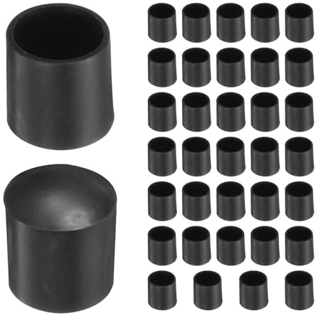 sourcing map Lot de 36 capuchons ronds en PVC pour pieds de chaise - 1 cm - Antidérapants - Pour protéger les sols en bois dur - Noir