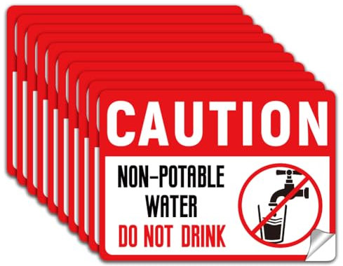 WADORN 10 x Aufkleber Mit Der Aufschrift „Kein Trinkwasser“. PVC Wasserdicht Nicht Trinken Selbstklebende Warnung Aufkleber Zeichen Etiketten Für Business Shop Wand Glas 13x18cm