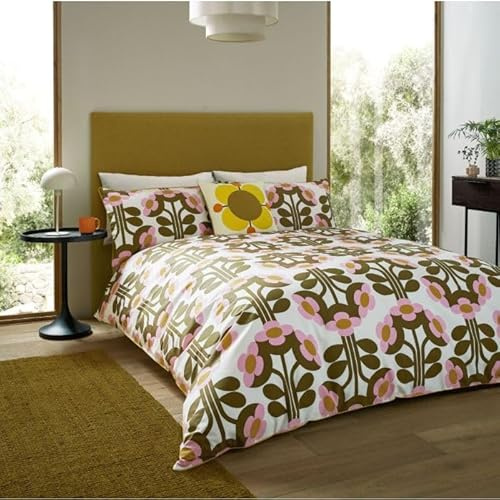Orla Kiely Bedding - Buttercup Blossom 100% Cotton Duvet Cover Set (Super King Size Duvet Cover Set: 260cm x 220cm)
