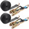 YOUNTHYE 2 Set Ratchet Straps Heavy Duty, 5cmx10m Ratchet Tie Down Straps with Metal J Hooks, 5000kg Break Strength, Adjustable Ratchet Tie Down Straps for Luggage, Trucks, Cars, Motorcycles (Black)