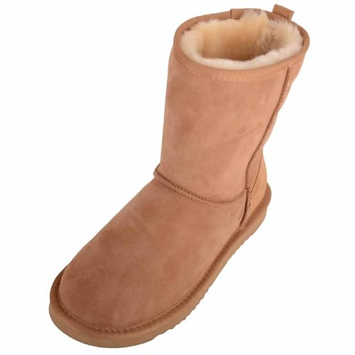 SNUGRUGS Mens Genuine Sheepskin Ankle Boots with Reinforced Heel - Chestnut Suede - UK 7 / EU 41