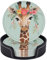 Lot de 6 dessous de verre en cuir avec motif girafe avec motif floral pour décoration de bar, table basse, cuisine, salle à manger