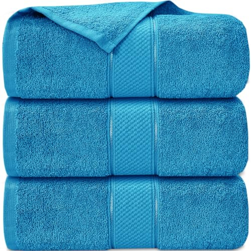 Casabella Pack of 3 Super Jumbo Extra Large Bath Sheet Towels100% Cotton 90cm x 180cm_Aqua