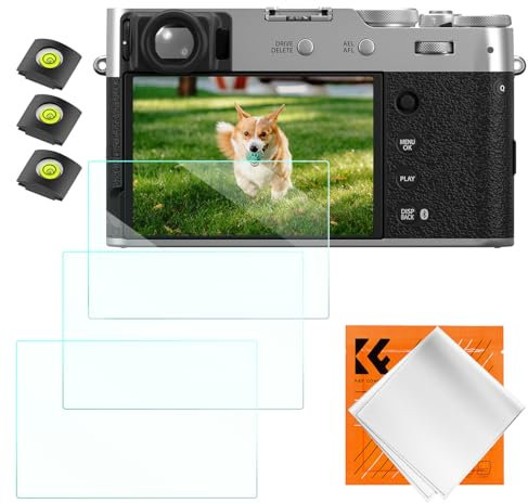 K&F Concept Protector de Pantalla para Fujifilm X100V X100VI X-T4, 3 PCS Protector de Pantalla Trasera Vidrio Templado,3 PCS Nivel de Zapata Caliente, 1PCS Paño de Limpieza