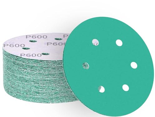 ALPXUXP Schleifpapier 150mm Klett 600 körnung 6-Loch Schleifscheiben Profi für Rund Exzenterschleifer(50 Stück)