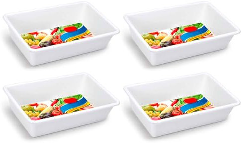 AC - Pack de 4 Bandejas Frigorificas - Capaciadad de 6 L - Fabricado en Plástico - Apto para Microondas y Congelador - 10 x 39 x 25 cm - Color Blanco