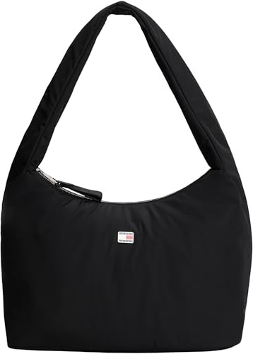 TOMMY JEANS Damen Schultertasche Urban Nylon Hobo Wattiert, Schwarz (Black), Einheitsgröße