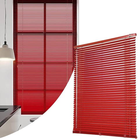 Alu Venezianische Fensterjalousie rot Metall Horizontal Wasserfest UV Beständig Aluminium 25 mm Lamellenvorhänge für Wohnzimmer Büro (B x H) 40 x 100 cm