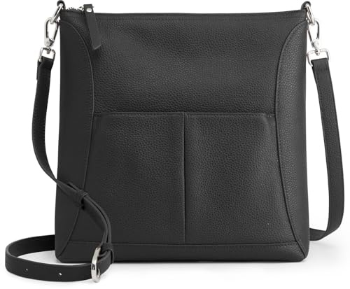 S-ZONE Leder-Umhängetasche für Damen Reisetasche mit RFID-Fach Designer-Umhängetasche Verstellbarer Riemen