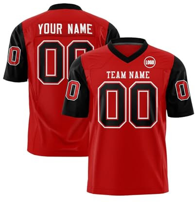Custom American Football Trikot mit gedrucktem Teamname, Nummer, Name, Logo Atmungsaktives Rugby Shirt für Herren, Damen, Jugend und Kinder, Geschenk für Erwachsene Kinder