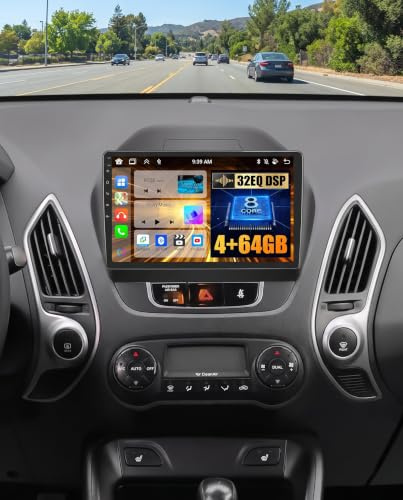 [8 core 4+64G] Hikity Android 15 Car Stereo for Hyundai Tucson IX35 2010-2015, 10.1 Touchscreen Radio with Carplay, Android Auto, GPS Navi, WiFi, Bluetooth 5.0, 32EQ DSP, 59UI, FM, RDS+Backup Camera