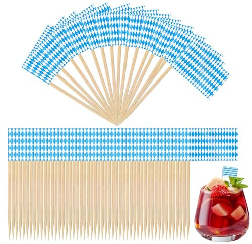 Essen Zahnstocher Fähnchen | Bayern Fahnen Cupcake Deko Stecker - 100 Stück Deko Stecker Für Party Snacks Bayerische Platte