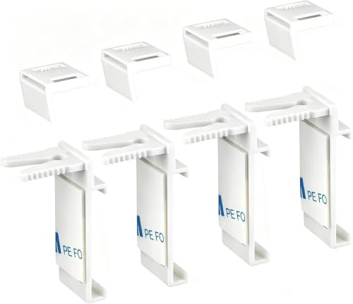 4 Set Klemmhalter für Klemmfix Rollo, Doppelrollo, ohne Bohren zum Klemmen und Kleben, Duo-Rollo, für PVC, Holz-Fenster, Türflügel, Weiß