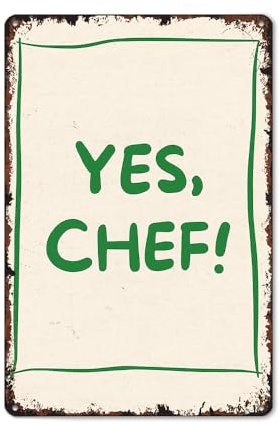 SMAZDFXX Green Yes Chef Posterdruck, lustig, 20,3 x 30,5 cm, Vintage-Metall-Blechschilder aus Aluminium, Poster für Wohnzimmer, Küche, Schlafzimmer, Cafés, Terrasse, Veranda, Wanddekoration