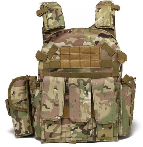 Rwigeboo Airsoft Vest Multifunctional Molle Plate Carrier Adjustable Breathable Paintball Vest for Outdoor, Field & Security Guard Training Camouflage Airsoft