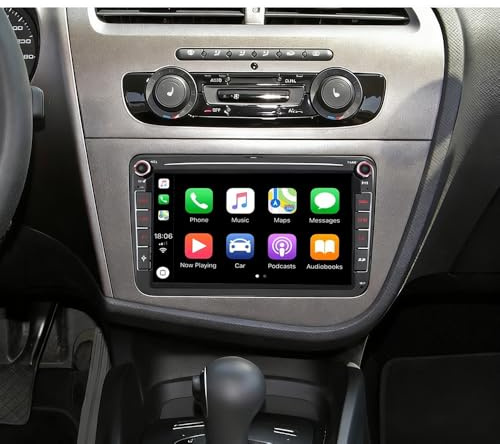 7 inch Double Din Autoradio für Seat Leon 2006-2013 IPS Car Display mit Wireless Carplay Android 14 GPS Navigation Head Unit Bildschirm Upgrade Bluetooth Rückfahrkamera Mirror Link FM/RDS SWC 2+32G