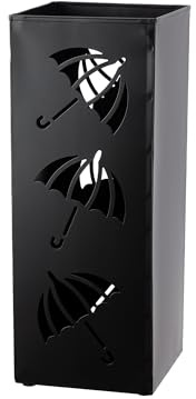 yaenoei Metal Umbrella Holder, Square Stand for Entryway and Home Decor, 6.3 x 6.3 x 16.5 in Black, Sturdy Rack for Walking Canes and Umbrellas