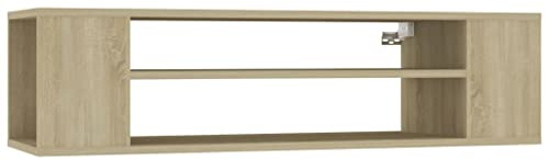 Mhdvray TV Lowboard hängend Sonoma-Eiche - TV-Hängeschrank 100x30x26,5 cm aus Holzwerkstoff, schwebendes TV Board mit 2 offenen Fächern, moderner Fernsehschrank für Wohnzimmer