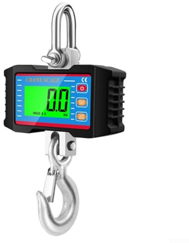 Bilancia digitale con gancio, capacità 1000 kg, conversione unità kg/lb e funzionamento pre-calibrato per uso immediato (nero)