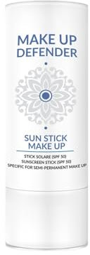 Make Up Defender – Sun Stick Make Up 12 ml – Lichtschutzfaktor 50+ – Für Semipermanentes Make-up – Hinterlässt Keinen Weißen Halo – Wasserfest – Hergestellt In Italien
