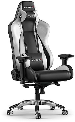 AKRacing Chair Master Premium Gaming Stuhl, PU-Kunstleder, Schwarz/Silber, 5 Jahre Herstellergarantie