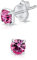 Orecchini Punto Luce Argento 925 con Brillantino di Cristallo Fucsia 4 mm - Orecchini Quadrati - Orecchini Fucsia - Orecchini Lobo Donna Argento 925 - Orecchini Colorati