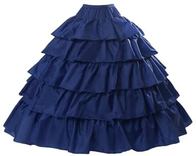 BEAUTELICATE Jupon sous Robe Crinoline Petticoat Rockabilly De Femme avec Volants Long 4 Cerveaux pour Robe De Mariage Mariée Soirée Bal(Bleu Royal, L-XL)