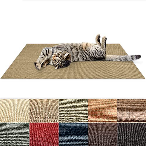 Sisal-Kratzteppich | ideal als Kratzmatte für Katzen | Ohne Kettelung | widerstandsfähig | Katzen-Kratzteppich in vielen Farben und Größen (Dunkelbraun, 100 cm x 50 cm)