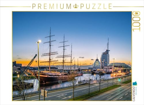 CALVENDO Puzzle Sonnenuntergang hinter den Bremerhavener Havenwelten 1000 Teile Puzzle quer | Lege-Größe cm Foto-Puzzle für glückliche Stunden