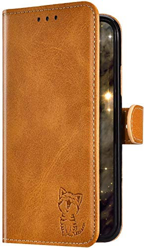 Uposao Compatible avec Coque Huawei P30 Lite Cuir PU Leather Premium Housse de Protection,Pochette Portefeuille à Rabat Clapet Porte-Cartes Magnétique Flip Fonction de Support Etui,Jaune