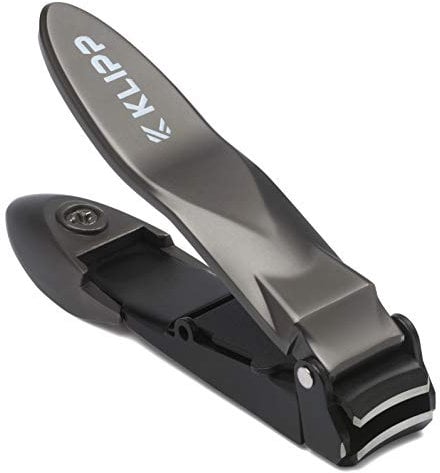 KLIPP Coupe-ongles pour homme avec récupérateur – auto-agrippants très résistants avec levier ergonomique pour garder les ongles des mains et des orteils impeccables – Comprend pochette