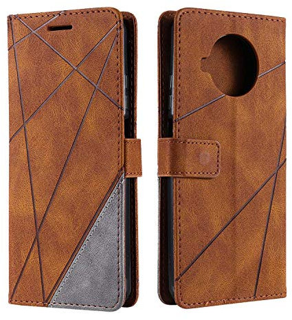 SONWO Hülle für Xiaomi MI 10T Lite, Premium Leder PU Handyhülle Flip Case Wallet Silikon Bumper Schutzhülle Klapphülle für Xiaomi MI 10T Lite, Braun