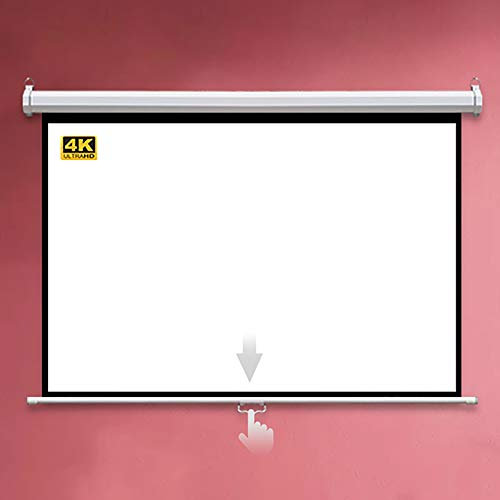 Projector Screen, Manual Pull Down HD Projection Screen, Retractable Ceiling Wall Mount Black Projection Screen Office Home Theater Movie - 4:3/16:9