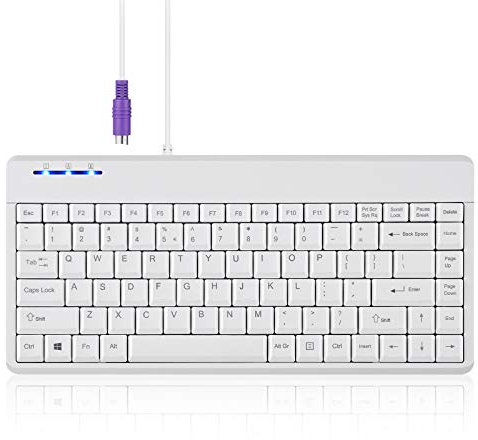 Perixx PERIBOARD-409PW Kabelgebundene PS2-Mini-Tastatur, 31,4 x 14,6 x 2 cm, Weiß, US-Englisch-Layout, PB-409PWUS-11829