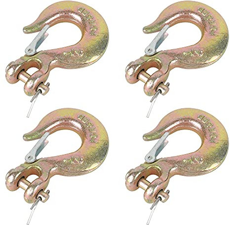 Eyluck 4 Pack 1/4” Forged Steel Clevis Slip Hook with Safety Latch,Heavy Duty G70 Forged Steel Towing Winch Hook Suitable for 6MM Chain Heavy Duty Grab Hook,12,600 Lb Capacity, 1/2-In Opening