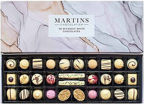 Martin’s Chocolatier Wickedly White Signature Collection - Belgian Luxury Chocolate Gift Box, 30 Pieces White Assorted Pralines & Truffles, 432g