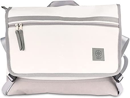 360 Grad Business Tanker, Messenger Bag, Laptoptasche, Umhängetasche aus Segeltuch, weiß grau, Boden grau, Gurt grau, maritim, wetterfest