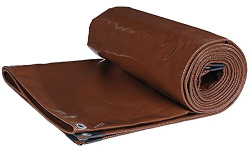 WMEIE Lonas Impermeables Exterior, Lona Resistente Al Agua para Exteriores, Resistente A Los Rayos UV, para Coche Camión Barco Camping Leña,Marrón,6x7m
