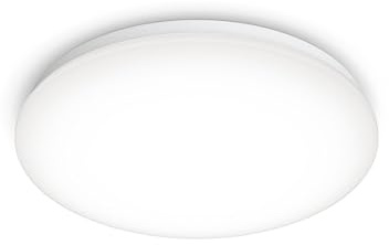 PILA Plafón LED de techo, 32cm de diámetro y 6,8 de altura, Blanco, Luz Blanca Neutra (4000K), 17W, No regulable 1900 Lúmenes, CRI 80, 15.000 h de Vida Útil