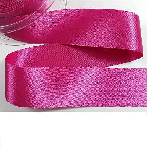 Doppelseitiges Satinband, Größe 25 mm x 10 m, viele Farben, Hochzeitsgeschenke, Deko für Ostern, Weihnachten, Fuchsia