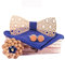 HZQIFEI Noeud Papillon Bois, Ensemble 4 Pièces Noeud Papillon en Bois + Boutons de manchette + Broche + Carré de Poche, Accessoire Mode (Style#12)