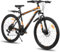 Hiland Mountainbike MTB 26 Zoll mit 432 MM Aluminiumrahmen Scheibenbremse Federgabel Speichenräder Jugendliche Fahrrad Herr Damen Jungs Schwarz&prange