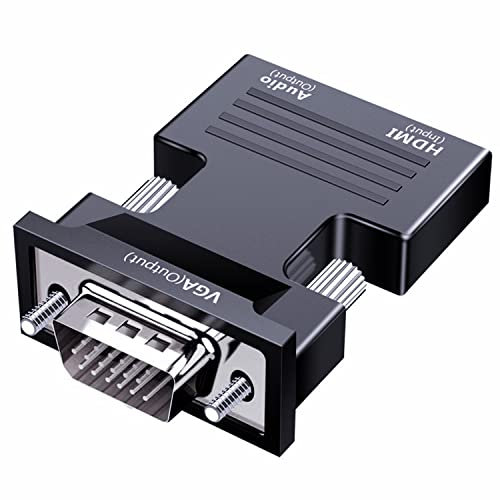 SZJUNXIAO Adaptateur HDMI vers VGA, convertisseur HDMI vers VGA 1080P 60Hz avec câble Audio 3,5 mm Compatible avec Memory Roku, PC, projecteur, Moniteur et Plus