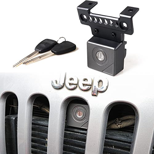 sukemichi JK Motorhaubenschloss für Jeep Wrangler, abschließbare Haubenriegel für Jeep Wrangler JK JKU 2007–2018, Diebstahlschutz, beseitigt Haubenflattern, Aluminium (für Jeep Wrangler JK) 2007–2018