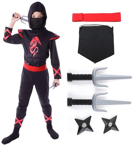 Sincere Party 7st Dragon Ninja costume hommes femmes enfants, ninja dress up cosplay costume avec accessoires 7-9 ans