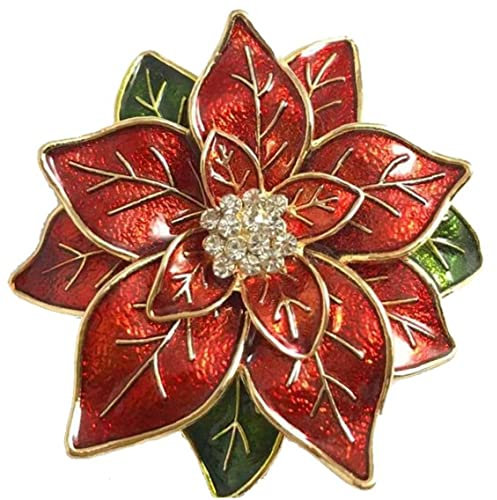 Broche De Poinsettia De Noël Rouge, Poinsettia Rouge Fleur en De Noël Broche Épingles À Revers Bijoux pour Les Filles