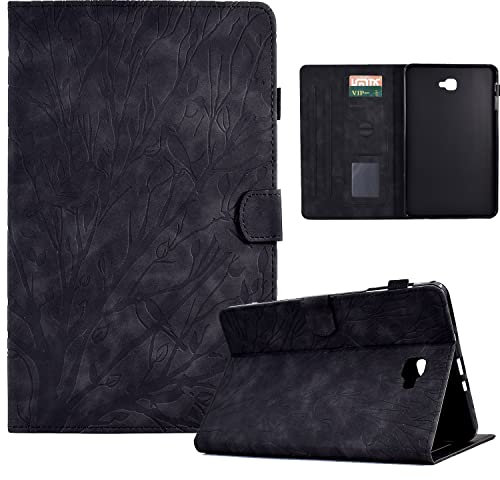 Bxithnr® Funda para Samsung Galaxy Tab A 10,1'' SM-T580 T585 Tablet PU Cuero, Ultra Delgado Carcasa Tab A6 con Soporte Función y Ranura para Tarjetas Flip Case Cover Galaxy Tab A 10.1 2016 - Negro